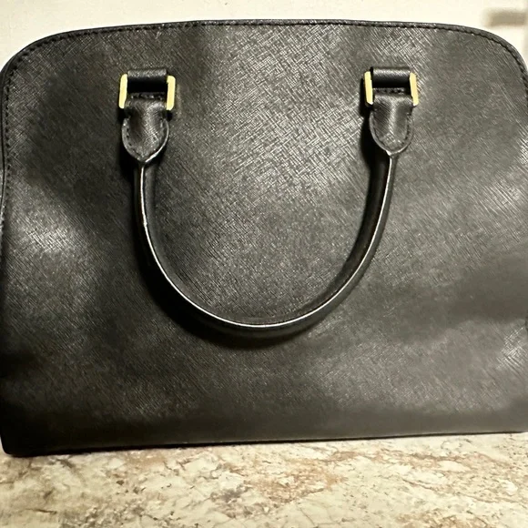 MICHAEL KORS Jet Set Satchel Purse Top Handle - Gold & Black Saffiano Leather - Picture 4 of 15